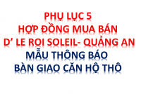 Phụ Lục 5 HĐMB Chung cư Quảng An-Mẫu thông báo bàn giao căn hộ thô